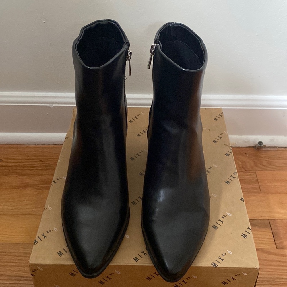 Black Faux Leather Ankle Boots